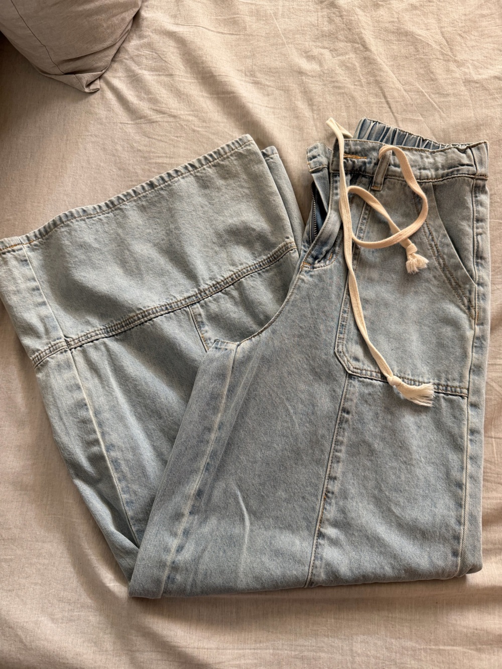 VICI Shonna Stretch High Rise Wide Leg Drawstring Jeans